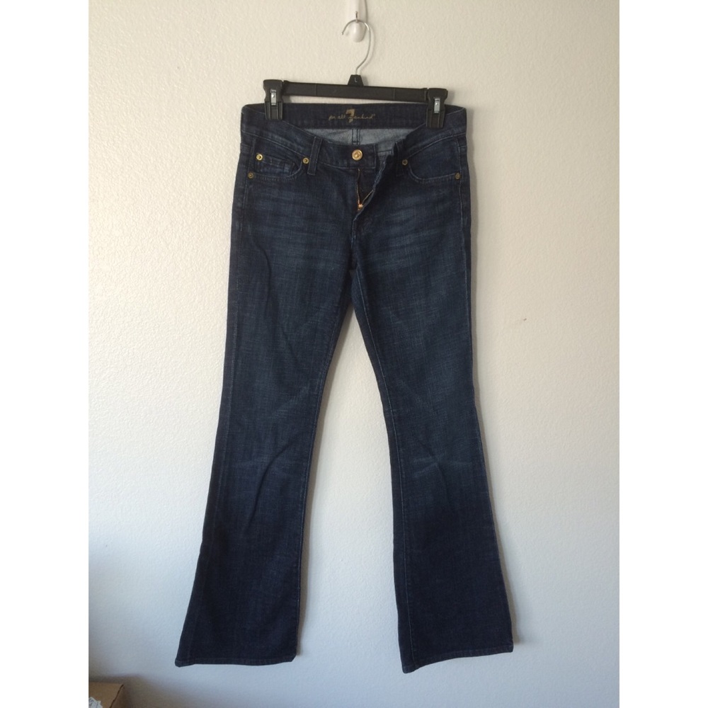 7FAM Low Rise Dark Wash Bootcut Jeans Size 27